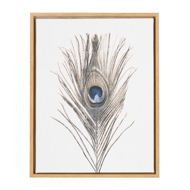 X 24 quot Sylvie Peacock Feather Framed Canvas By Simon Te Tai Natural Kate And Laurel