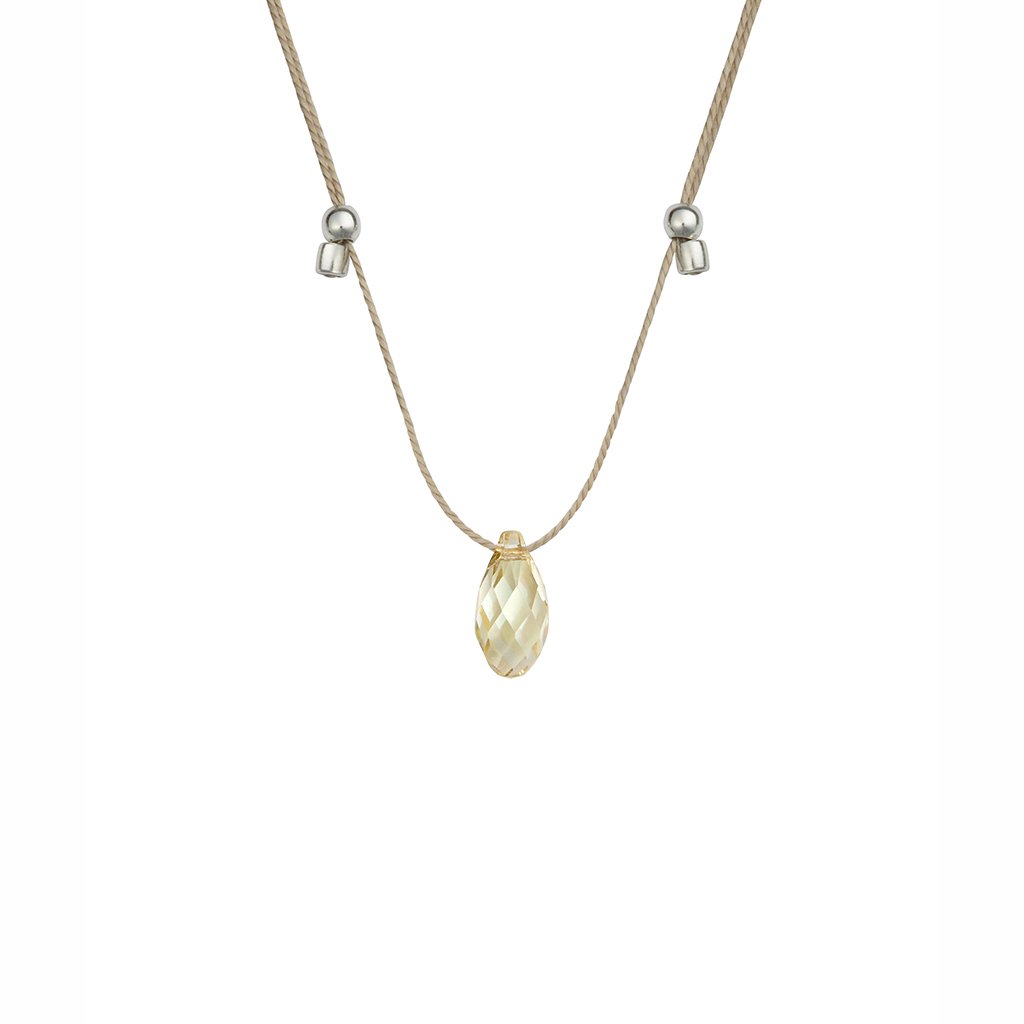 &Livy  Hyevibe Crystal Silk Slider Necklace in Green Luminous