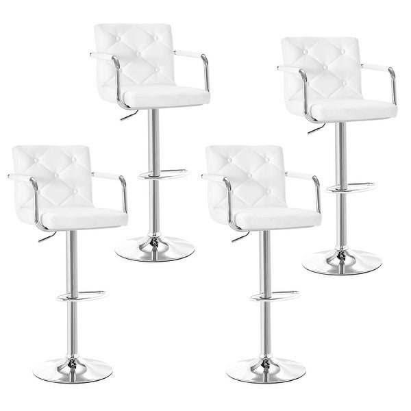 Javlergo Adjustable Height Swivel PU Leather Bar Stools with Back and Armrest， Set of 4