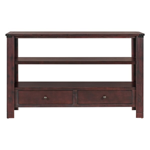 Modern Wood Sofa Table Console Table with 2 Drawers and 2 Shelves