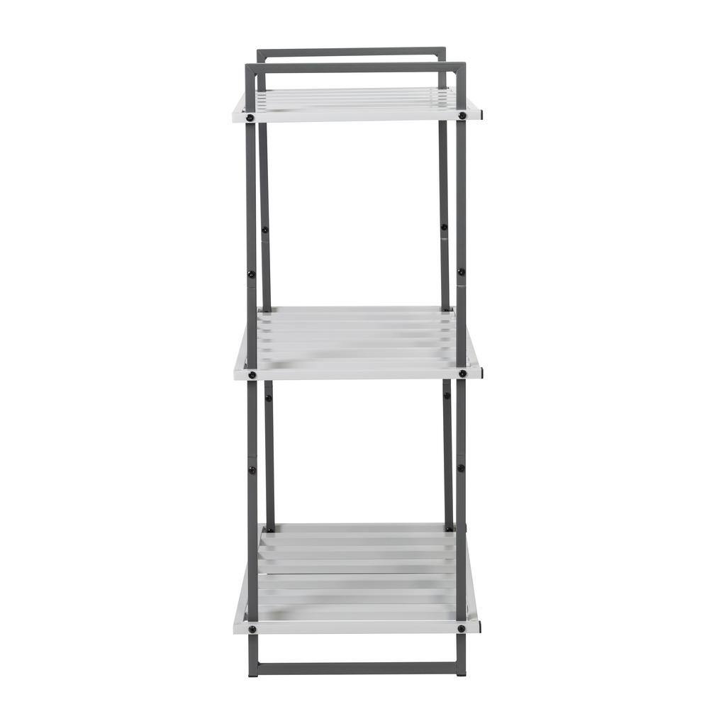 Honey-Can-Do Gray 3-Tier Tubular Steel Shelving Unit (20 in. W x 37.5 in. H x 15 in. D) SHF-09129