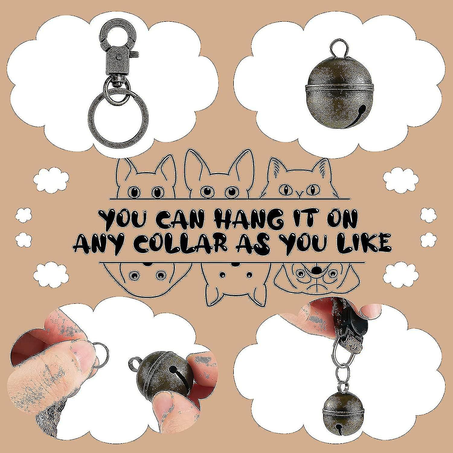 Sch Han Extra Loud Pair Of Cat And Dog Bells Durable Brass Bells For Pets Collar Charm Pendant Bells