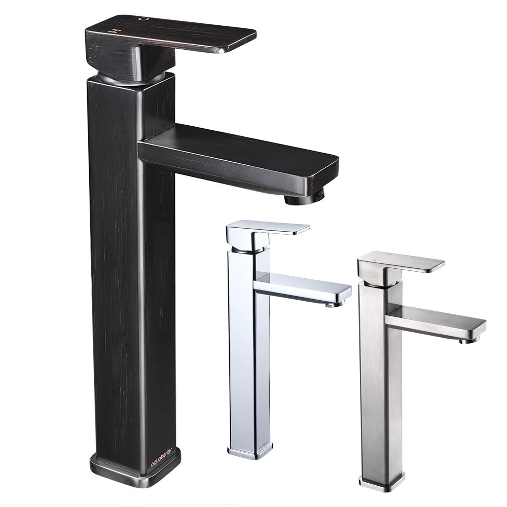 Aquaterior Bathroom Vessel Faucet Square Cold & Hot 11.8