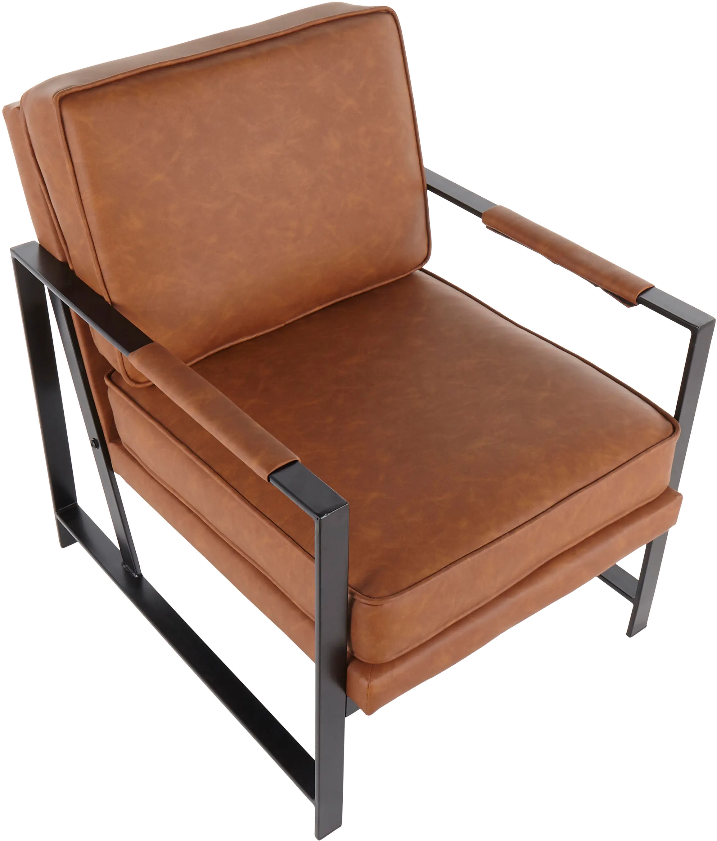 Contemporary Camel Brown Faux Leather Arm Chair - Franklin