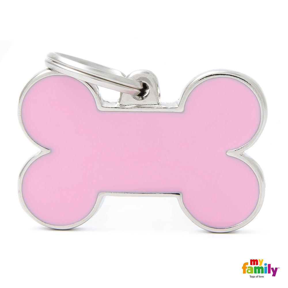 Handmade Large Pink Bone Dog Tag