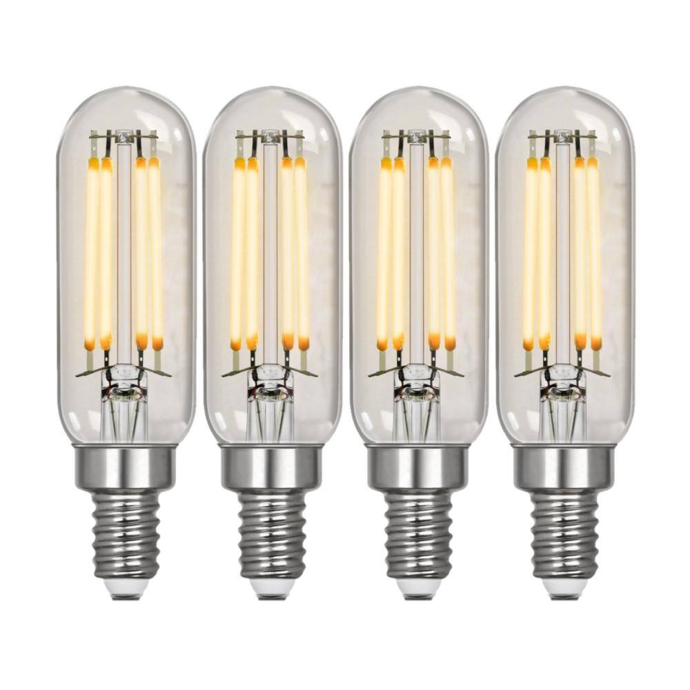 Feit Electric 40-Watt Equivalent T6 Dimmable Straight Filament Clear Glass E12 Candelabra Vintage LED Light Bulb Soft White (4-Pack) T640CL927CAHDRP4RP