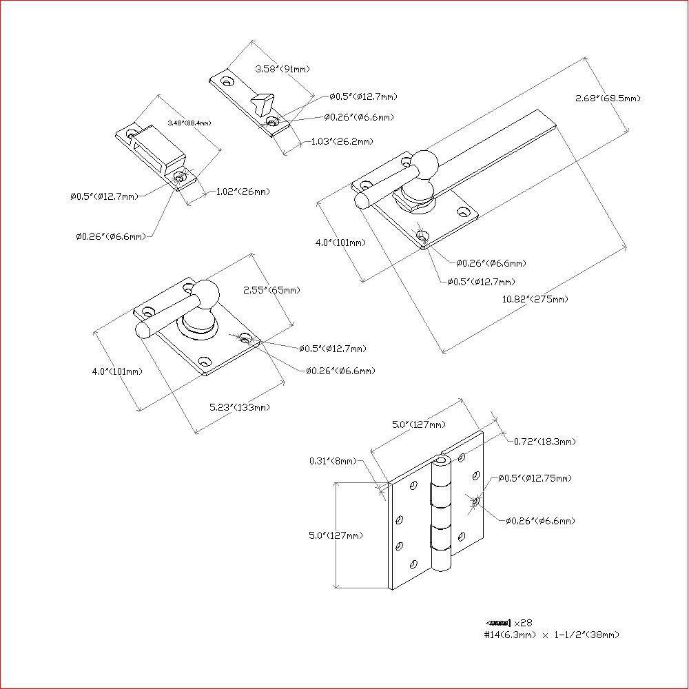 Everbilt 8 in. Antique Brass Drop Bar Latch Gate Set with 5 in. Butt Hinge 60225