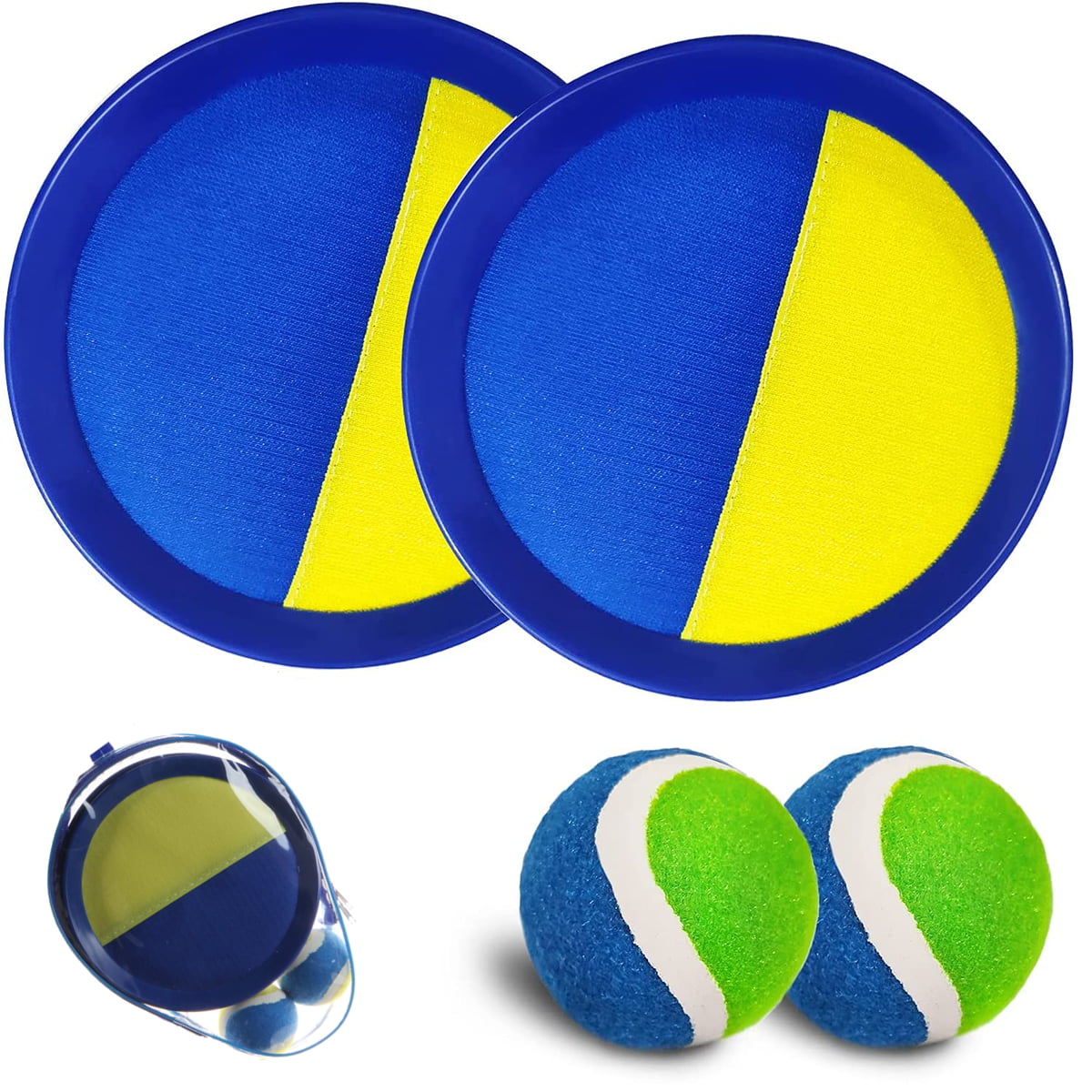 SUNCHARM Beach Toys Outdoor Games for Kids Ages 3-10-Yard Lawn Games Ball Catch Games Paddle Toss-Upgraded Version Outside Games for Kids/Family Boys and Girls Gifts (2 Rackets， 2Balls， 1 Bag)