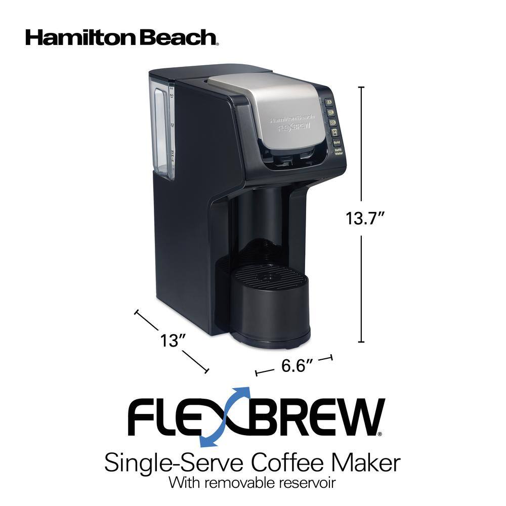 Hamilton Beach FlexBrew 1 Cup Black Drip Coffee Maker with Removable Reservoir 49901