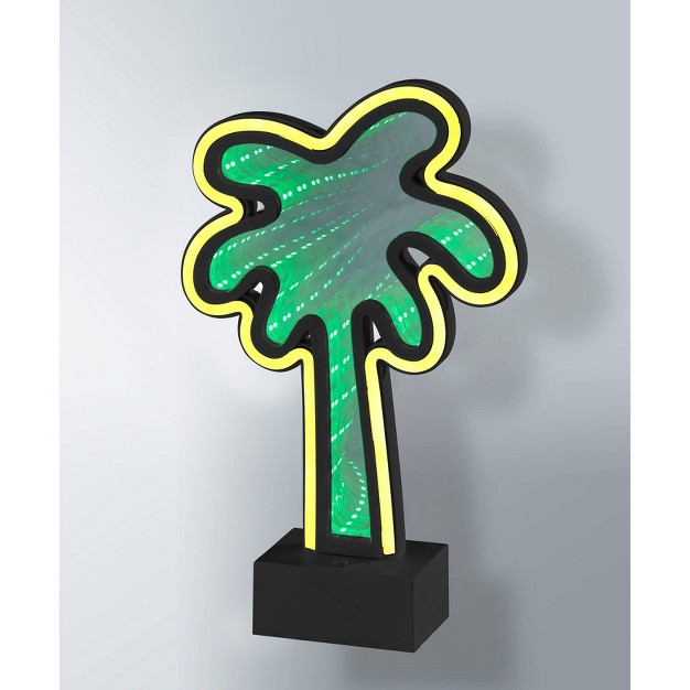 Infinity Neon Palm Tree Table wall Lamp Black Adesso