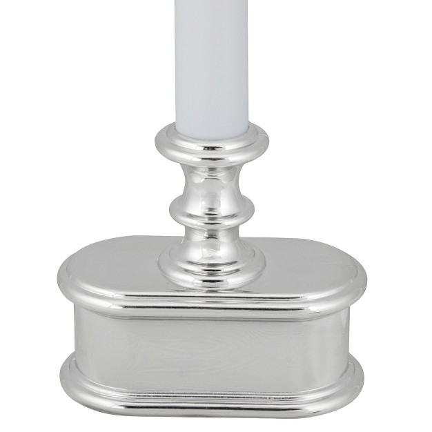 Pre lit Led White And Silver Lighted Christmas Candle Lamp