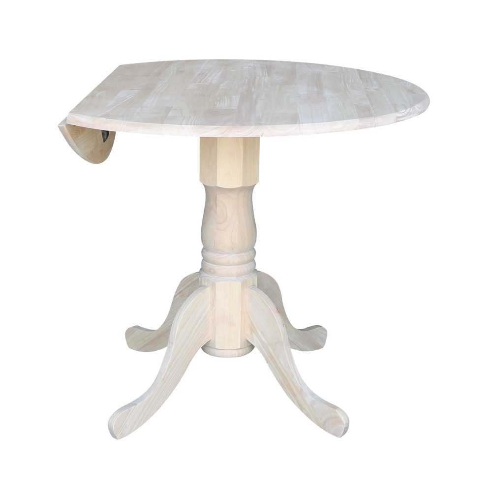 International Concepts Unfinished Round 36 inch Drop leaf Dining Table