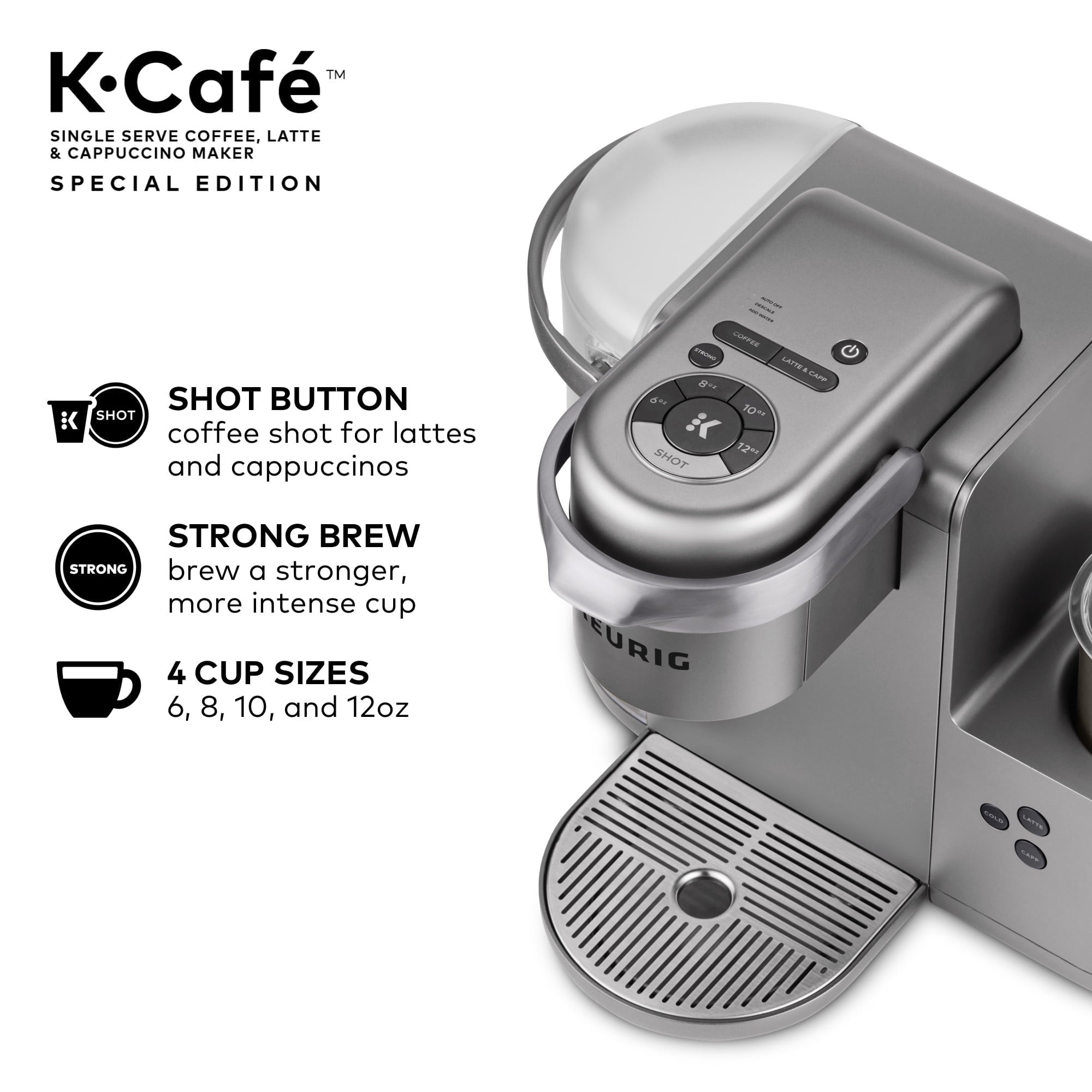 Keurig K-Cafe Special Edition Single Serve K-Cup Pod Coffee, Latte and Cappuccino Maker, Nickel