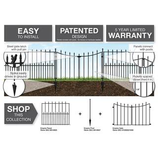 Vigoro Empire 30 in. H x 36 in. W Black Steel Fence Panel 860374