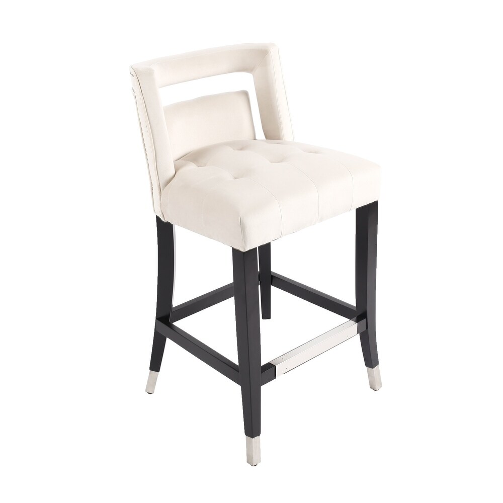 Velvet Barstool with nailheads Living Room Chair 2 pcs Set   26 inch Seater height