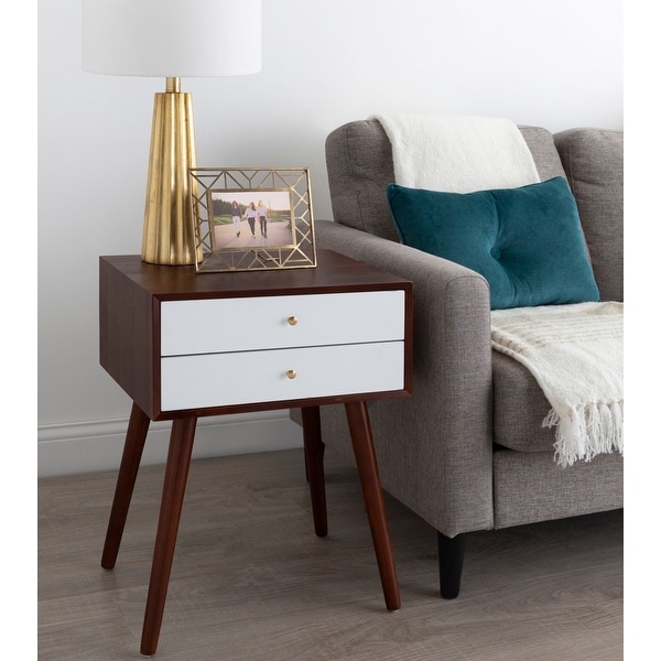 Kate and Laurel Finco Nightstand Side Table with 2 Drawers