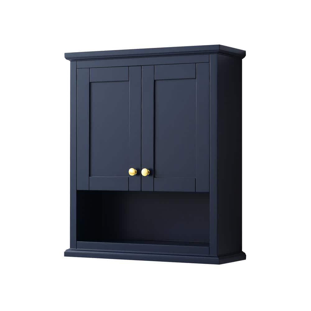 Wyndham Collection Avery 25 in W Bathroom Storage Wall Cabinet in Dark Blue