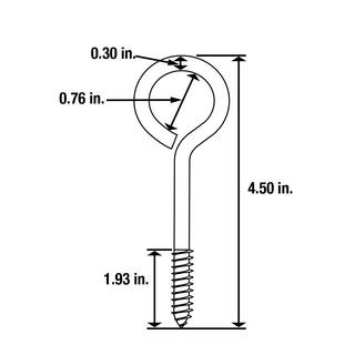 Deckmate Marine Grade Stainless Steel 38 X 4-12 in. Lag Thread Eye Bolt 867480