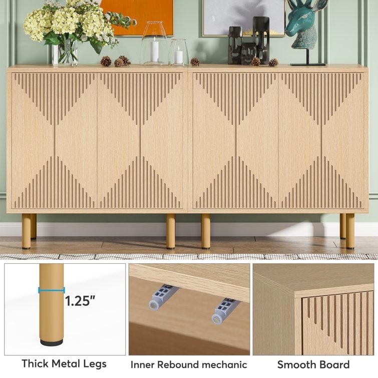 White Sideboard Buffet Set  Modern Sideboard Storage Cabinet with Door