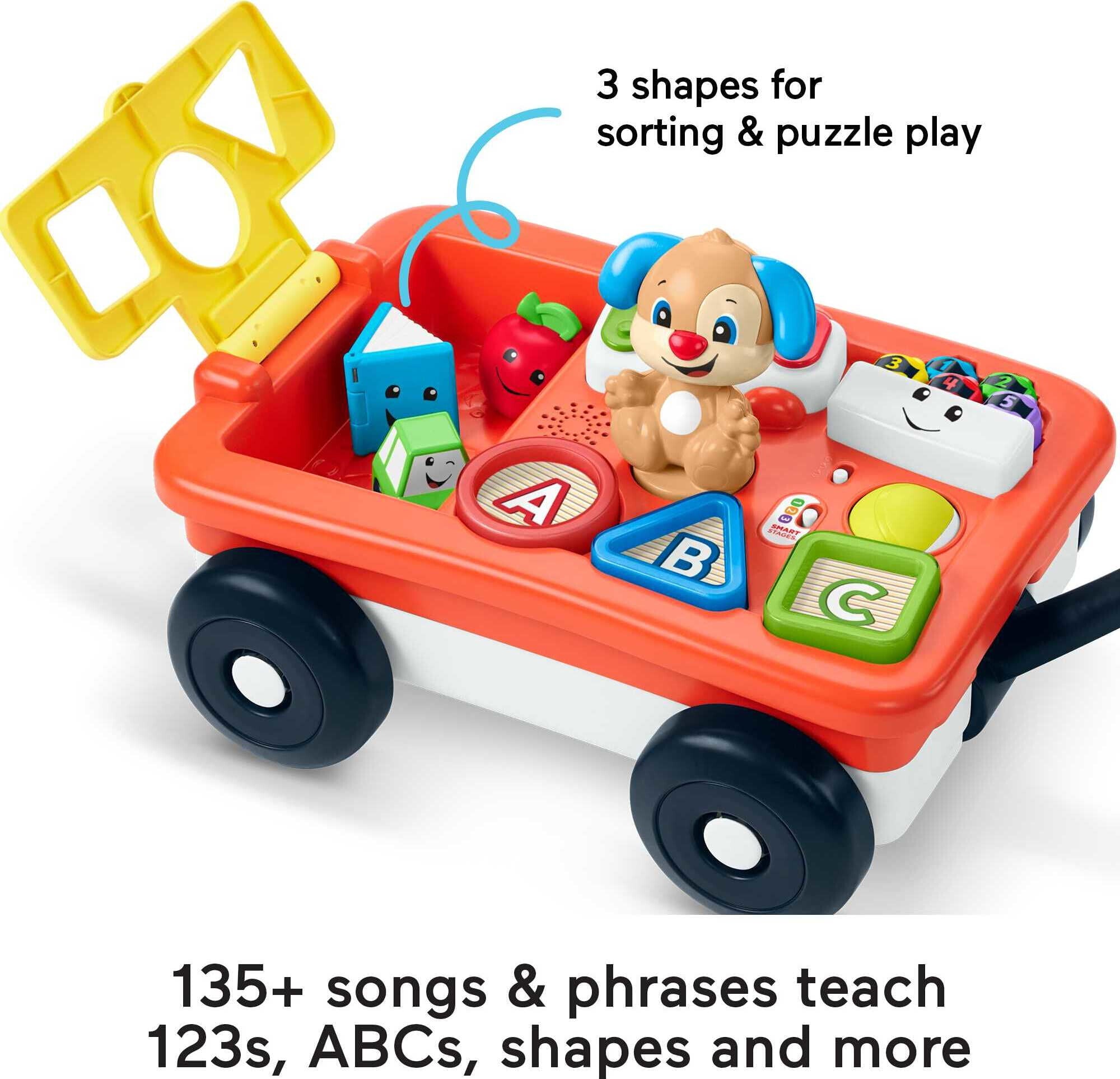 Fisher-Price Laugh and Learn Pull and Play Learning Wagon Baby and Toddler Toy with 4 Accessories