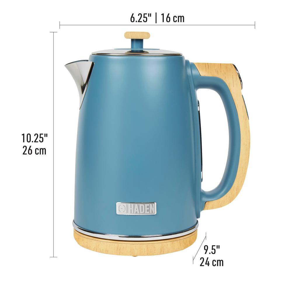 HADEN Dorchester 7-Cups Stone Blue Cordless Electric Kettle with LCD Display and Keep Warm Function 75047