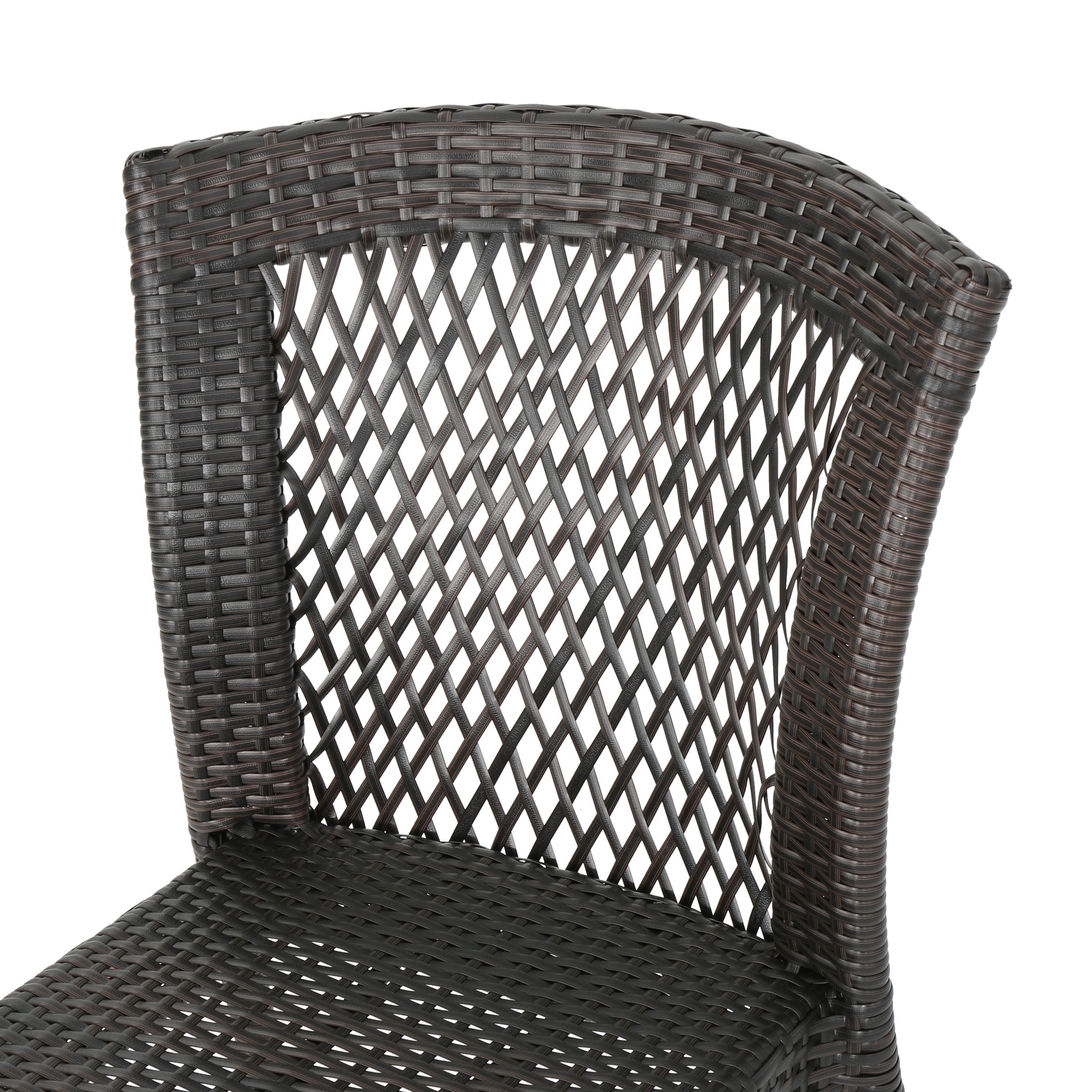 Eileen Outdoor 3-Piece Multi-Brown Wicker Chat Set with Stacking Chairs