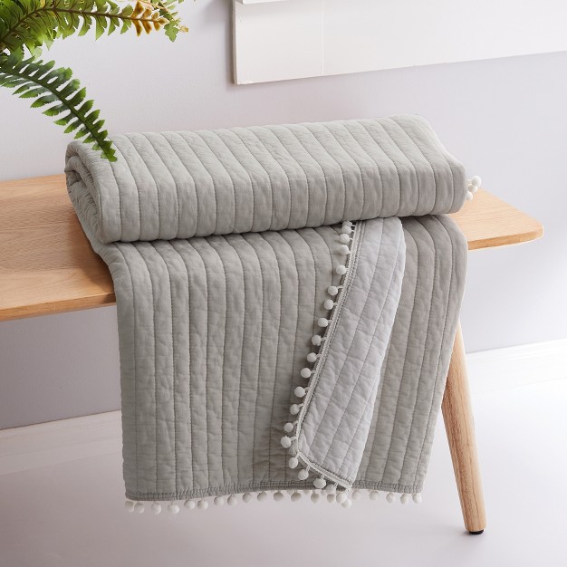 Pom Pom Taupe Quilted Throw Levtex Home