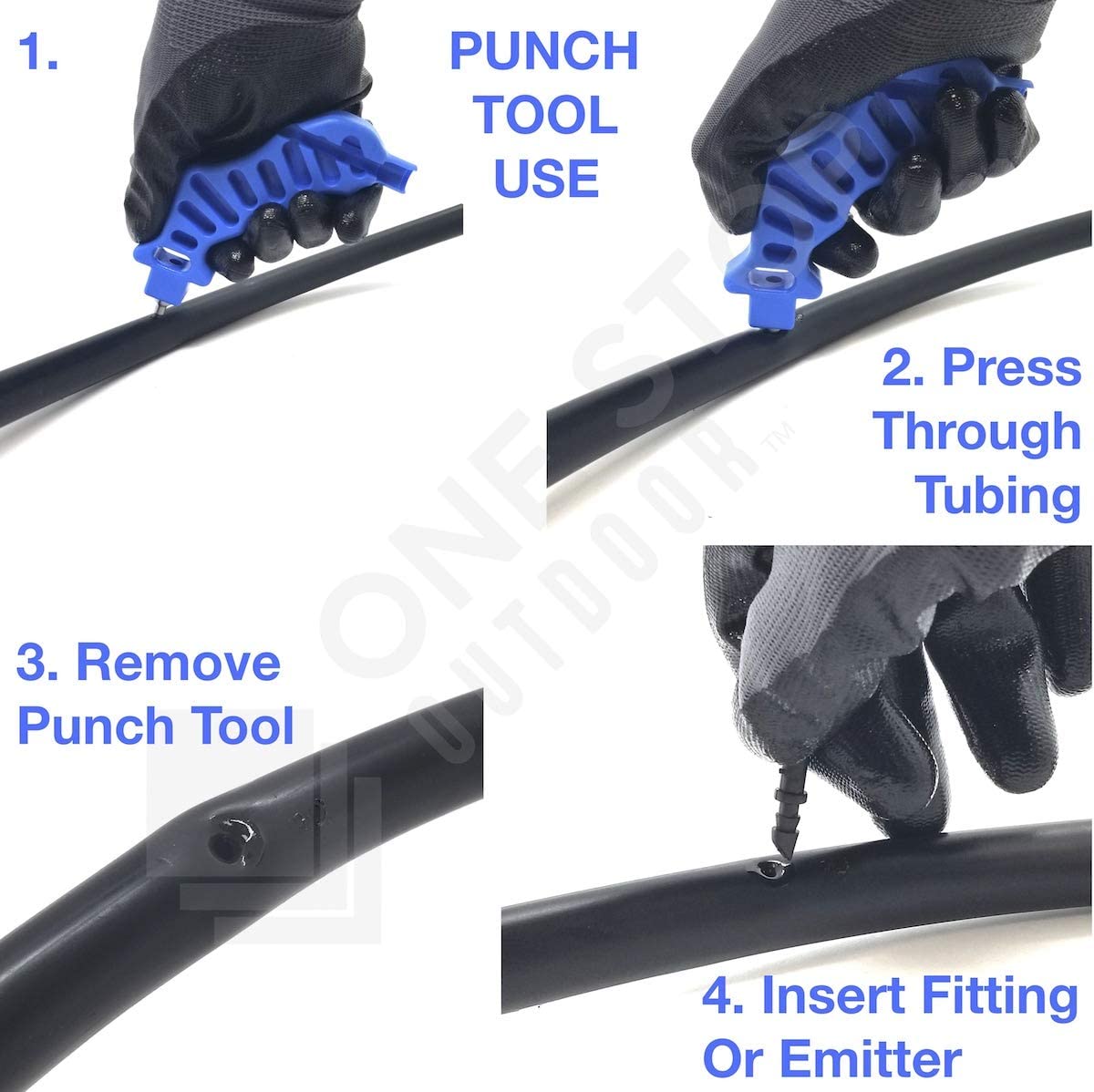 2-in-One Drip Irrigation Tubing Hole Punch and Fitting Insertion Tool - for Easier 1/4