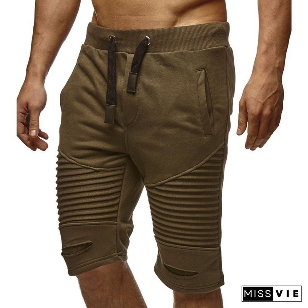 Wrinkled Casual Slim Fit Tethered Track Shorts