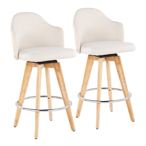 Carson Carrington Valsatra Fixed-Height Counter Stool with Wood Base and Natural Wood Back (Set of 2)