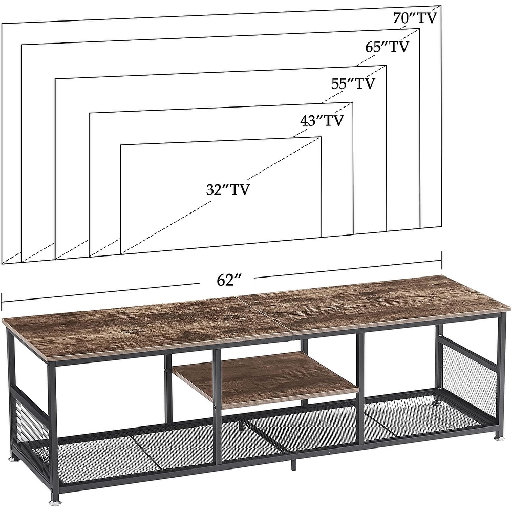 VECELO  Mid century Coffee Table TV Stands with Storage Shelf   End Table 39 Inch/55 Inch/62 Inch/70 Inch