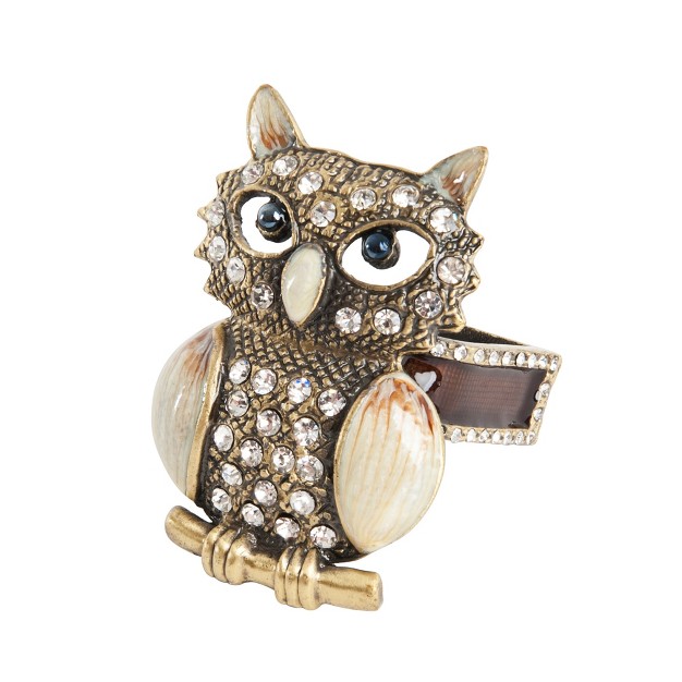 Saro Lifestyle Owl Napkin Ring Bronze set Of 4