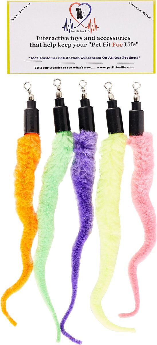 Pet Fit For Life 5 Piece Squiggly Worm Replacement Pack for Wand Cat Toy