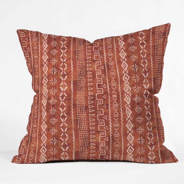 Schatzi Brown Modern Mudcloth Rust Throw Pillow Red Deny Designs