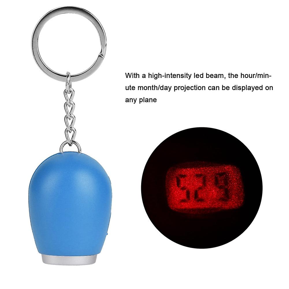 Keychain Clock Projection Clock Digital Clock Mini Clock Portable Projection Clock(blue)