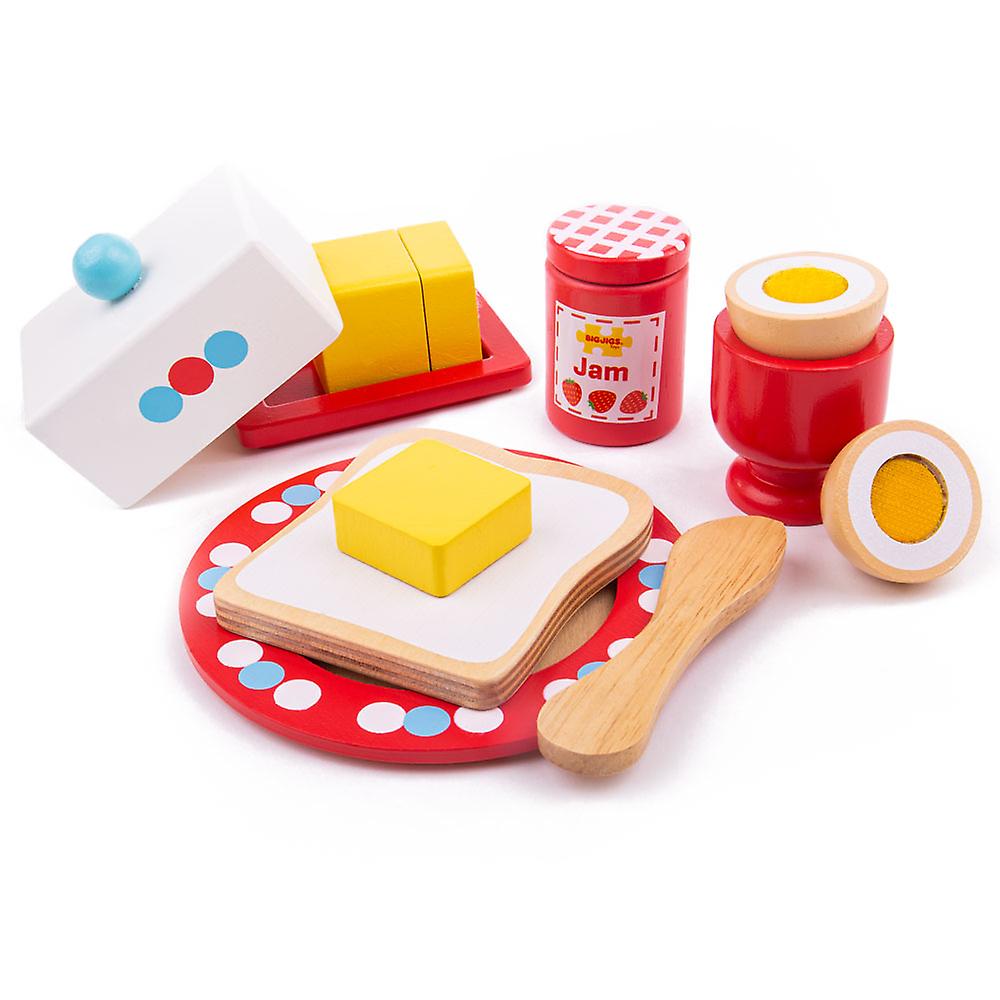 Bigjigs Toys Wooden Play Food Breakfast Play Set Pretend Role Play Kitchen