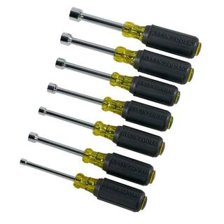 Klein Tools Nut Driver Set 3-Inch Shafts Cushion-Grip 7-Piece 631SEN