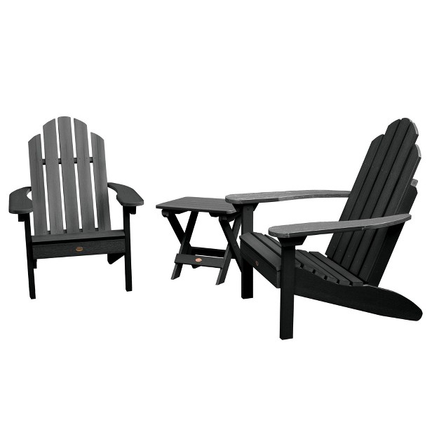 Westport 3pc Set With Adirondack Chairs amp Folding Side Table Black Highwood