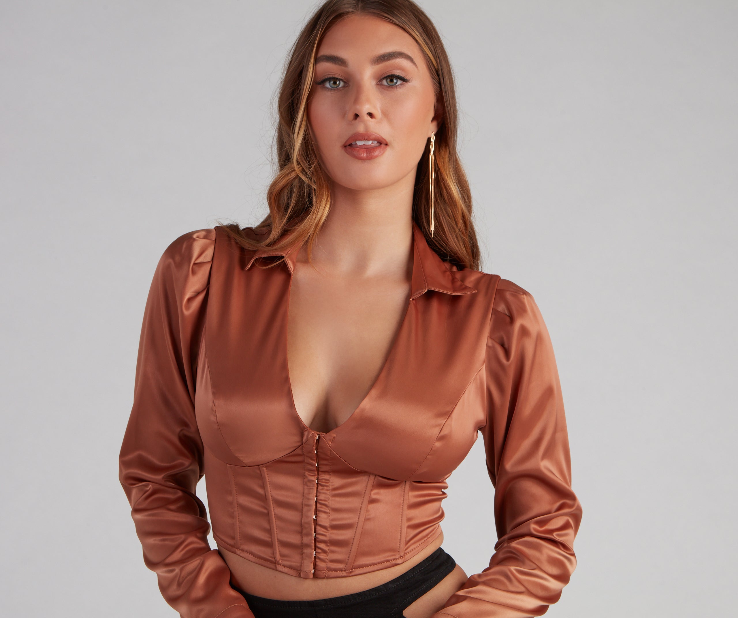 Be My Sweetheart Corset Satin Crop Top