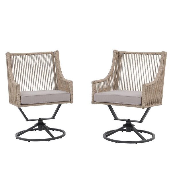 Outdoor Wicker Swivel Chairs with Cushion (Set of 2)