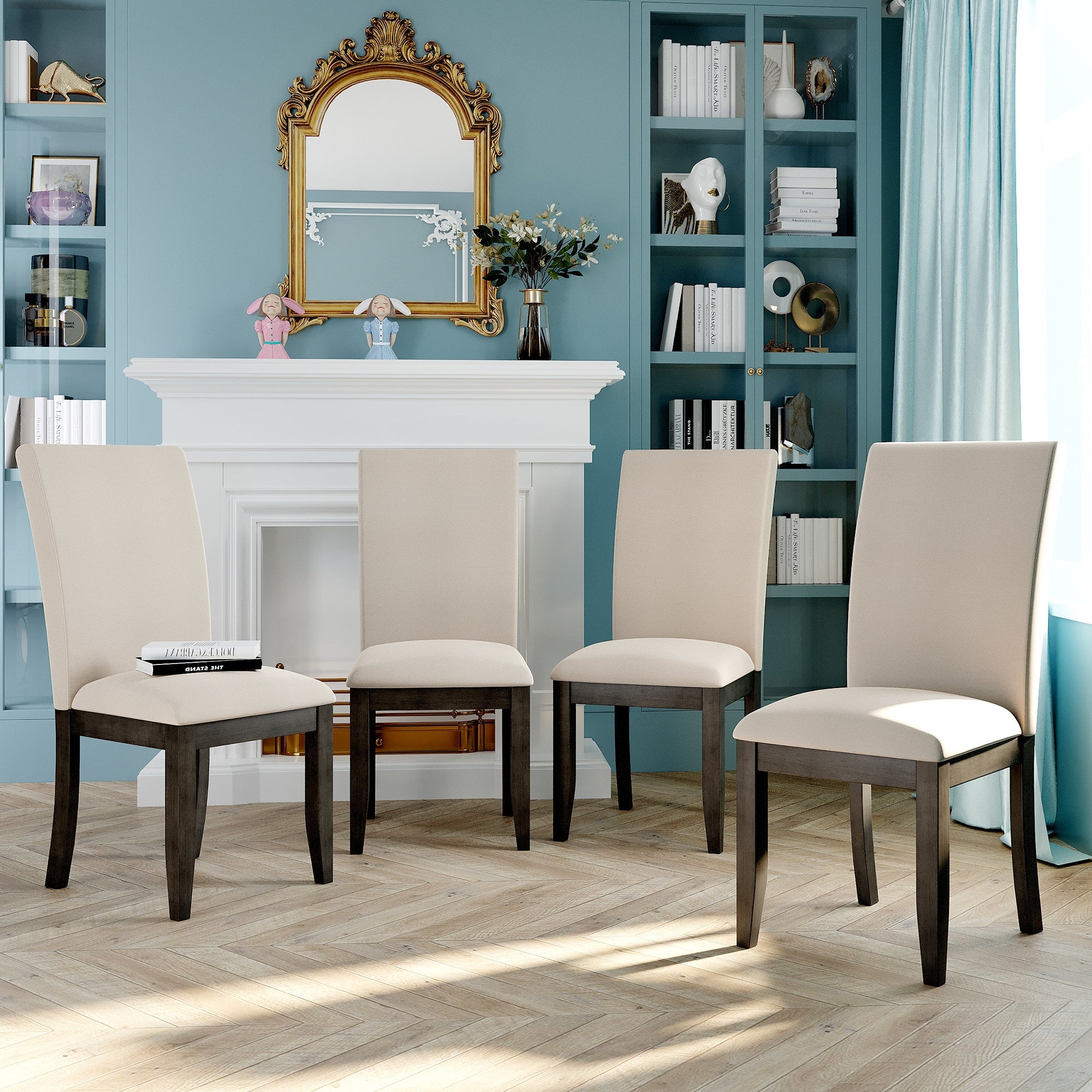 Wood Dining Chair Set for 4