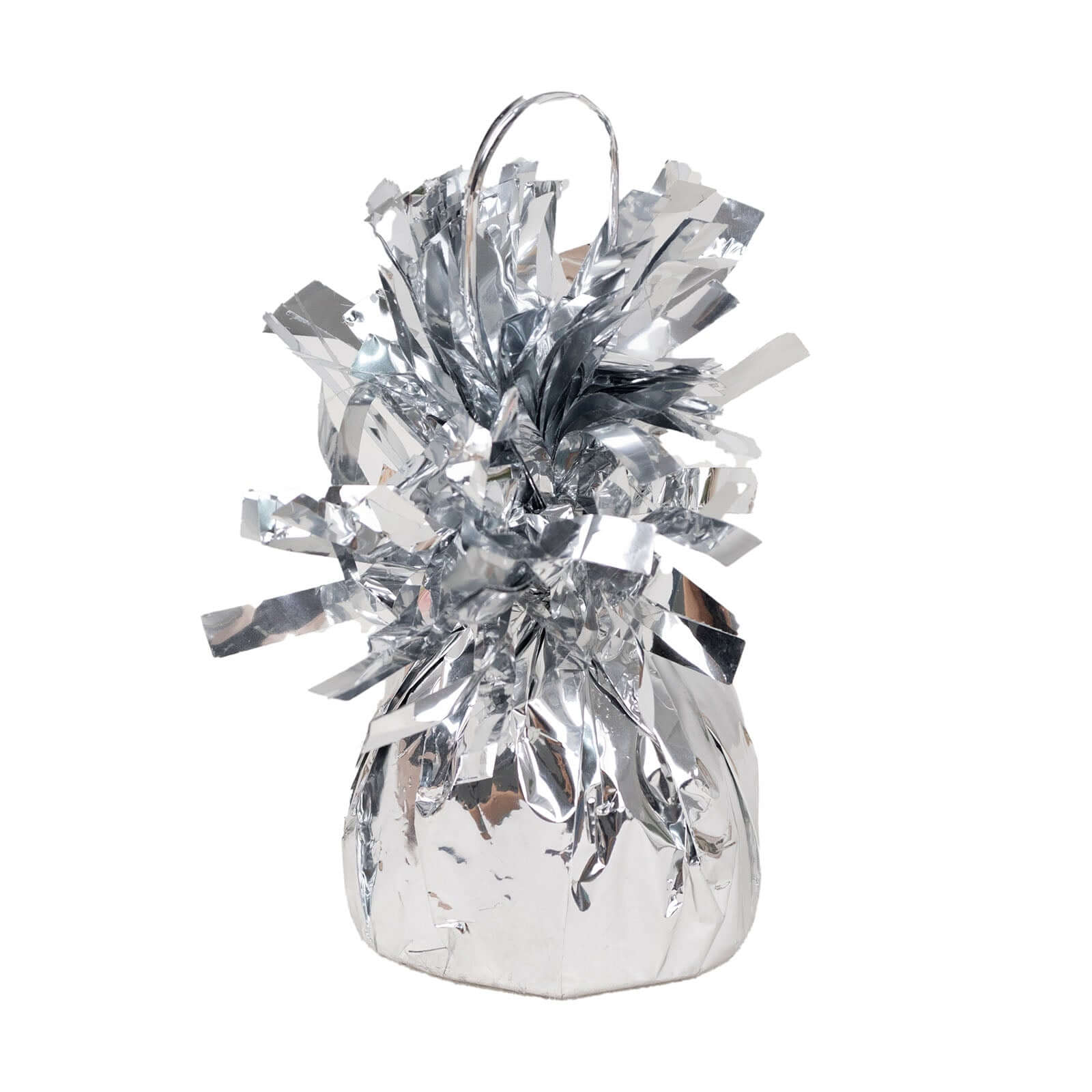 6 Pack Metallic Silver Foil Tassel Top Party Balloon Weights, 5.5oz 5