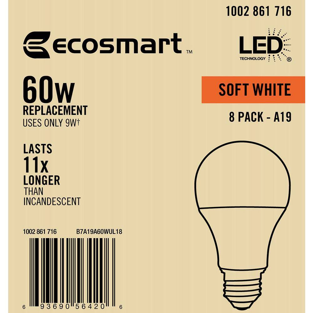 60-Watt Equivalent A19 Non-Dimmable LED Light Bulb Soft White (16-Pack) B7A19A60WUL18