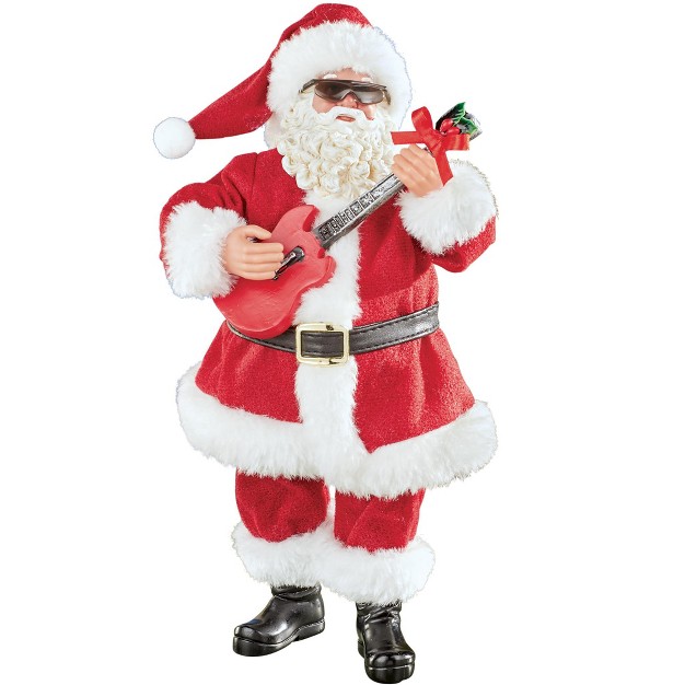 Collections Etc Rocking Out Santa Claus Christmas Tabletop Decoration 5 25 X 4 75 X 10 5 Red