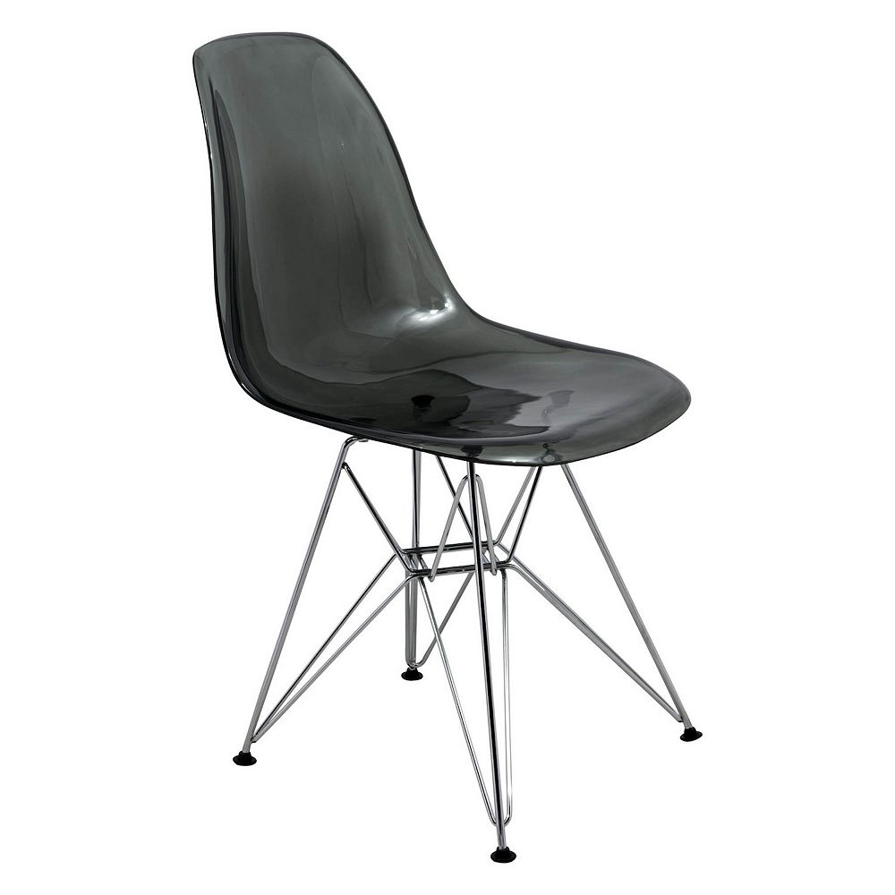 LeisureMod Cresco Molded Eiffel Side Chair， Set of 4 - Transparent Black