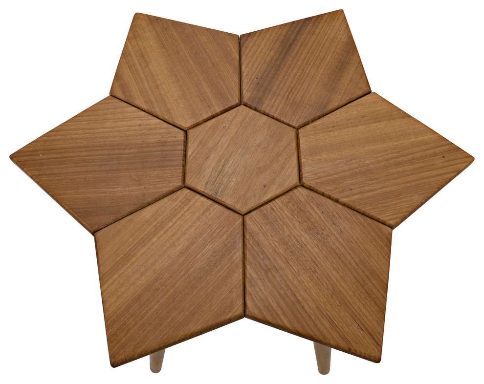 Petal Side Table  Gold Teak   Midcentury   Side Tables And End Tables   by HedgeApple  Houzz