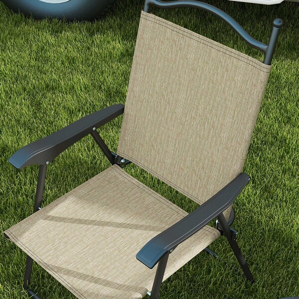 Outsunny Folding Patio Chairs，Set of 4 Camping Chairs with Armrests