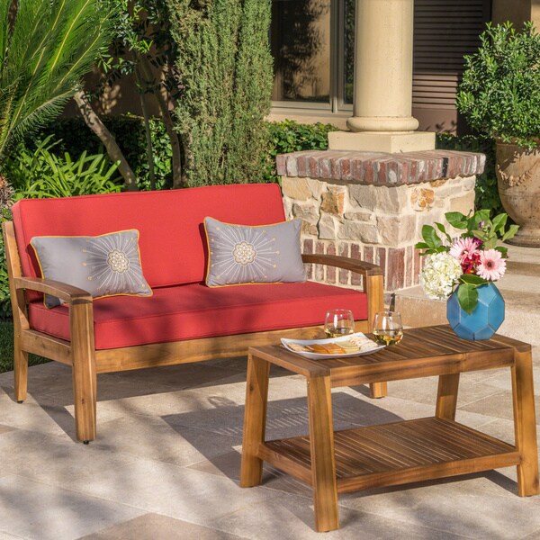 Grenada Acacia Loveseat Coffee Table Set by Christopher Knight Home