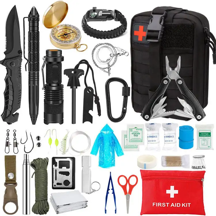 Hot sell Emergency First Aid Kit Professional Survival Gear Equipment kit With Pouch For Outdoor Adventure