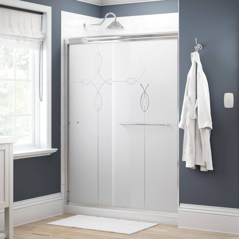 Delta Simplicity 60 in. x 70 in. Semi-Frameless Traditional Sliding Shower Door in Chrome with Tranquility Glass 1118052